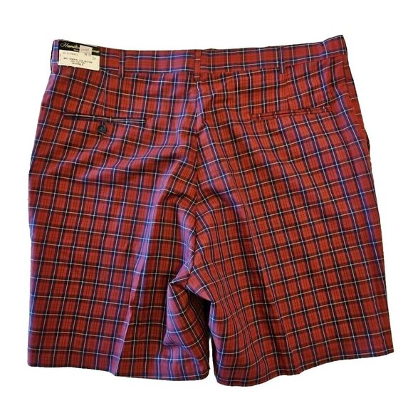 Vintage Wallace Plaid Shorts Mens 38 Red Tartan Surf Skate Hamilton House Trousr - Picture 3 of 10